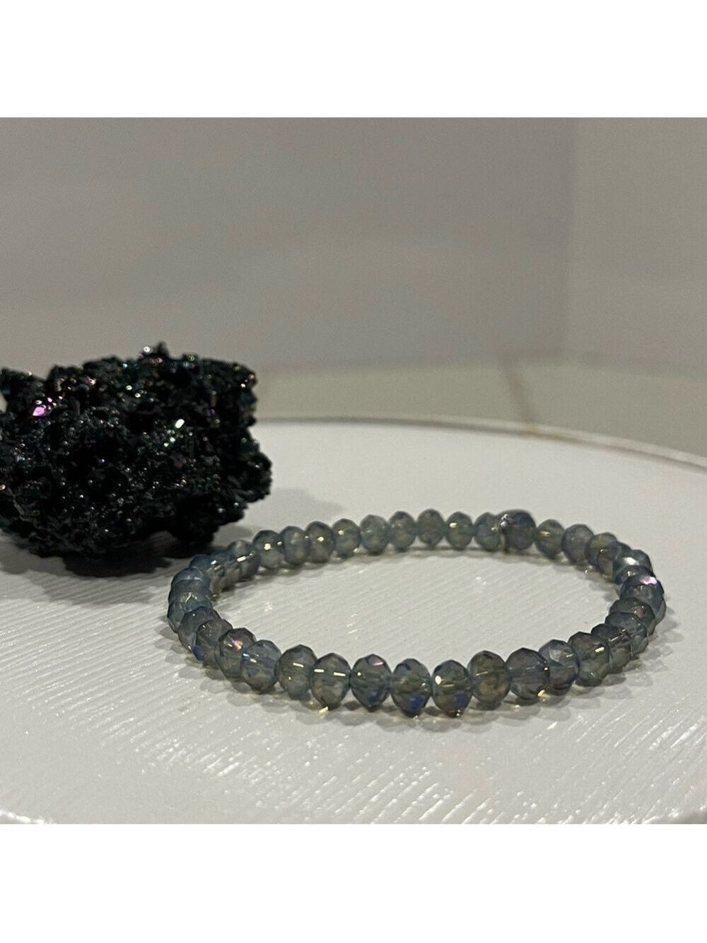 Tocara Light Blue Beaded Bracelet Stainless Steel 7”